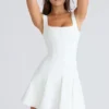 Amelie Vintage Ivory Stretch Crepe Mini Dress Amelie Vintage Ivory Stretch Crepe Mini Dress