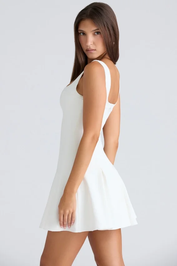 Amelie Vintage Ivory Stretch Crepe Mini Dress Amelie Vintage Ivory Stretch Crepe Mini Dress