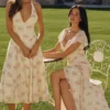 Amina Ivory Vintage Rose Print Georgette Maxi Tea Dress Amina Ivory Vintage Rose Print Georgette Maxi Tea Dress