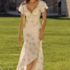 Amina Ivory Vintage Rose Print Georgette Maxi Tea Dress Amina Ivory Vintage Rose Print Georgette Maxi Tea Dress