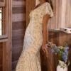 Amina Lemon Floral Print Georgette Maxi Tea Dress Amina Lemon Floral Print Georgette Maxi Tea Dress