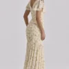 Amina Lemon Floral Print Georgette Maxi Tea Dress Amina Lemon Floral Print Georgette Maxi Tea Dress