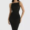 Amirah Black Mesh Crystal Embellished Midi Dress Amirah Black Mesh Crystal Embellished Midi Dress