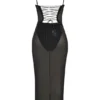 Amirah Black Mesh Crystal Embellished Midi Dress Amirah Black Mesh Crystal Embellished Midi Dress