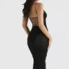Amirah Black Mesh Crystal Embellished Midi Dress Amirah Black Mesh Crystal Embellished Midi Dress