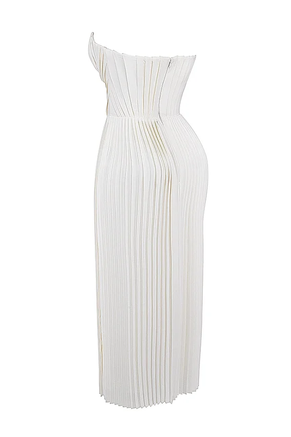 Amorata Ivory Pleated Maxi Dress Amorata Ivory Pleated Maxi Dress