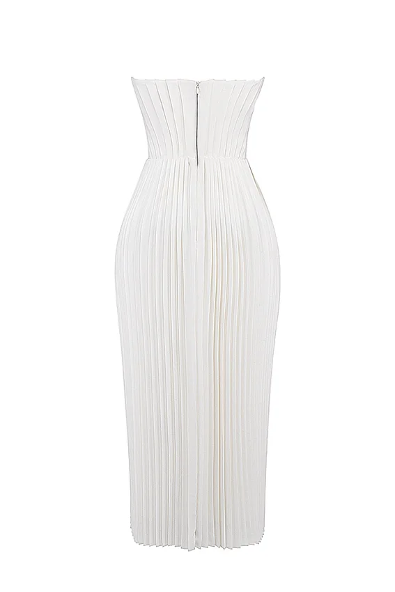 Amorata Ivory Pleated Maxi Dress Amorata Ivory Pleated Maxi Dress