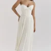 Amorata Ivory Pleated Maxi Dress Amorata Ivory Pleated Maxi Dress