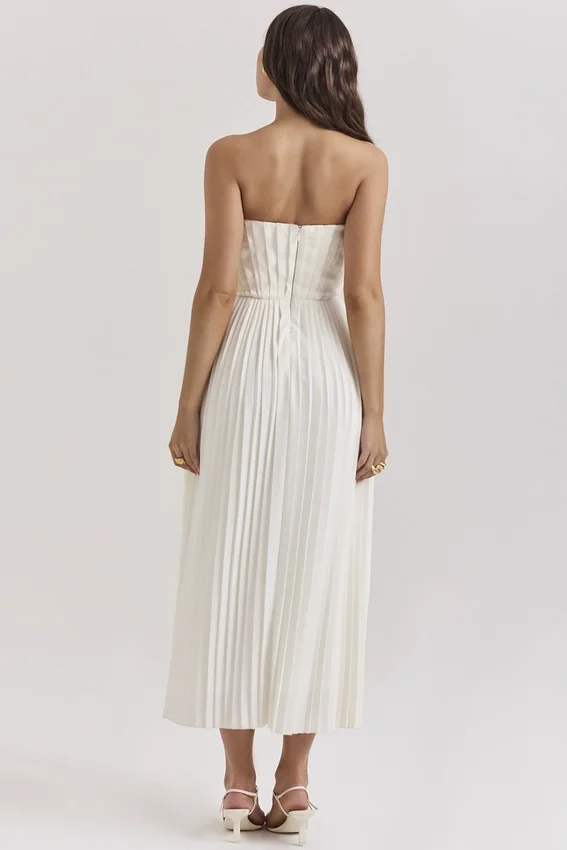 Amorata Ivory Pleated Maxi Dress Amorata Ivory Pleated Maxi Dress