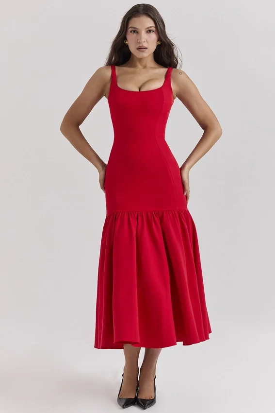Amore Scarlet Dropped Waist Midi Dress Amore Scarlet Dropped Waist Midi Dress