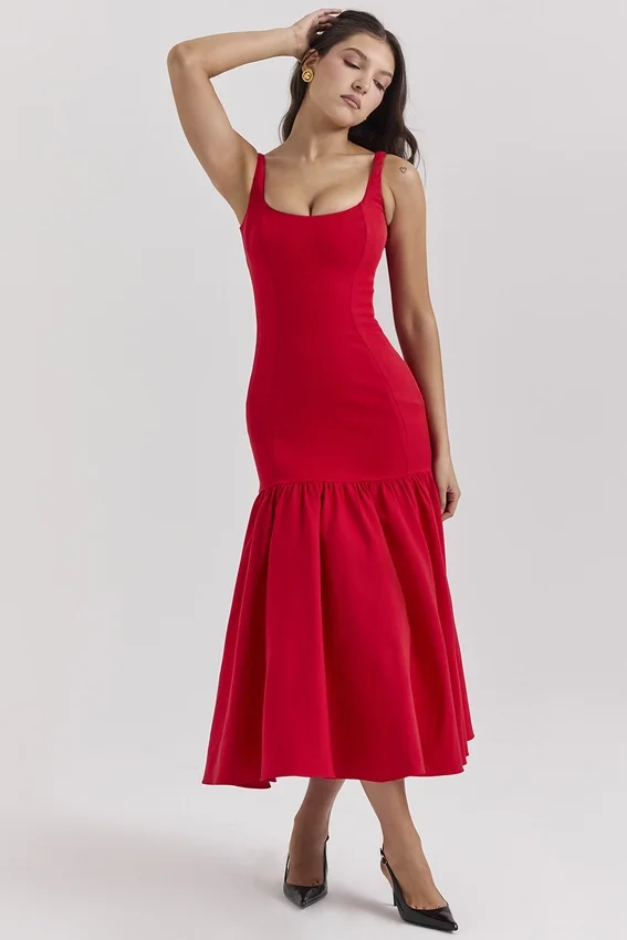 Amore Scarlet Dropped Waist Midi Dress Amore Scarlet Dropped Waist Midi Dress