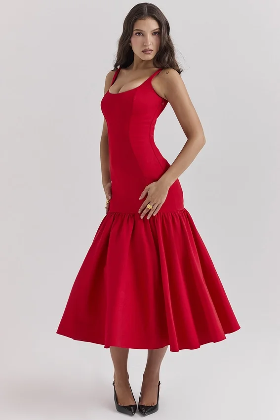 Amore Scarlet Dropped Waist Midi Dress Amore Scarlet Dropped Waist Midi Dress
