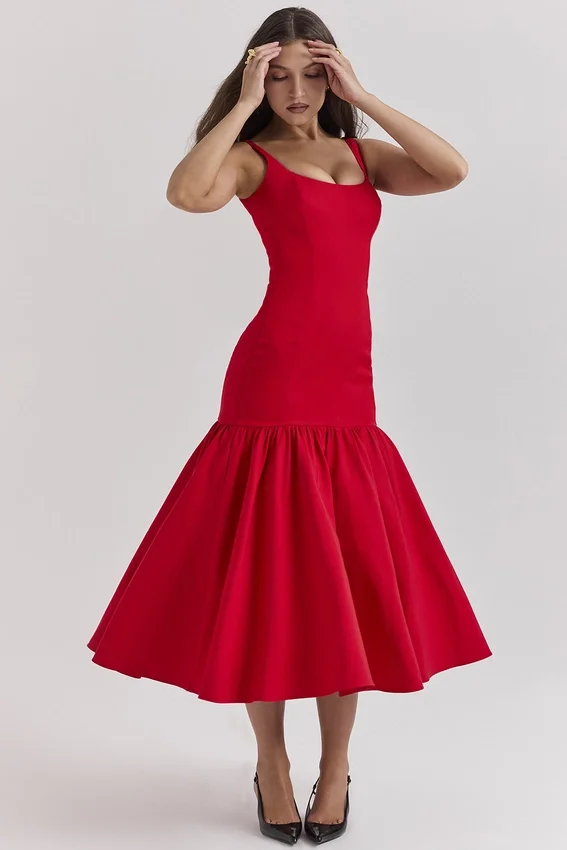 Amore Scarlet Dropped Waist Midi Dress Amore Scarlet Dropped Waist Midi Dress