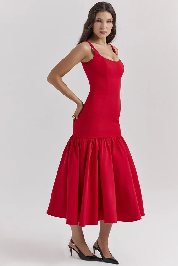Amore Scarlet Dropped Waist Midi Dress Amore Scarlet Dropped Waist Midi Dress