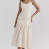 Amore Vintage Cream Dropped Waist Midi Dress Amore Vintage Cream Dropped Waist Midi Dress