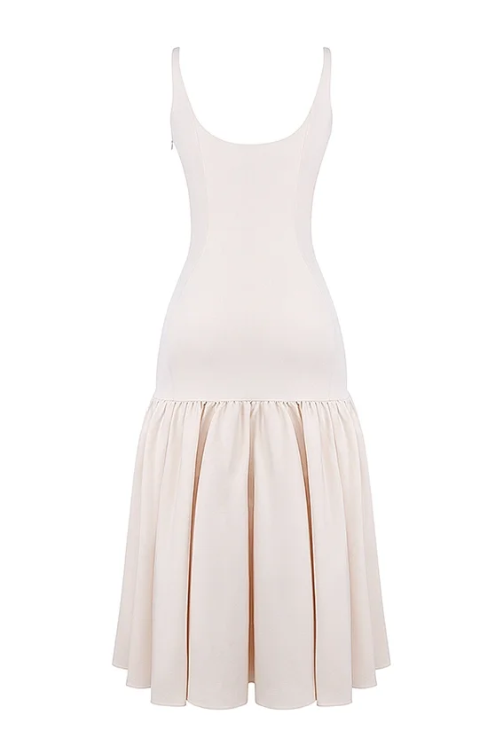 Amore Vintage Cream Dropped Waist Midi Dress Amore Vintage Cream Dropped Waist Midi Dress