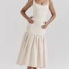 Amore Vintage Cream Dropped Waist Midi Dress Amore Vintage Cream Dropped Waist Midi Dress