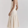 Amore Vintage Cream Dropped Waist Midi Dress Amore Vintage Cream Dropped Waist Midi Dress