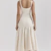 Amore Vintage Cream Dropped Waist Midi Dress Amore Vintage Cream Dropped Waist Midi Dress