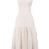 Amore Vintage Cream Dropped Waist Midi Dress Amore Vintage Cream Dropped Waist Midi Dress