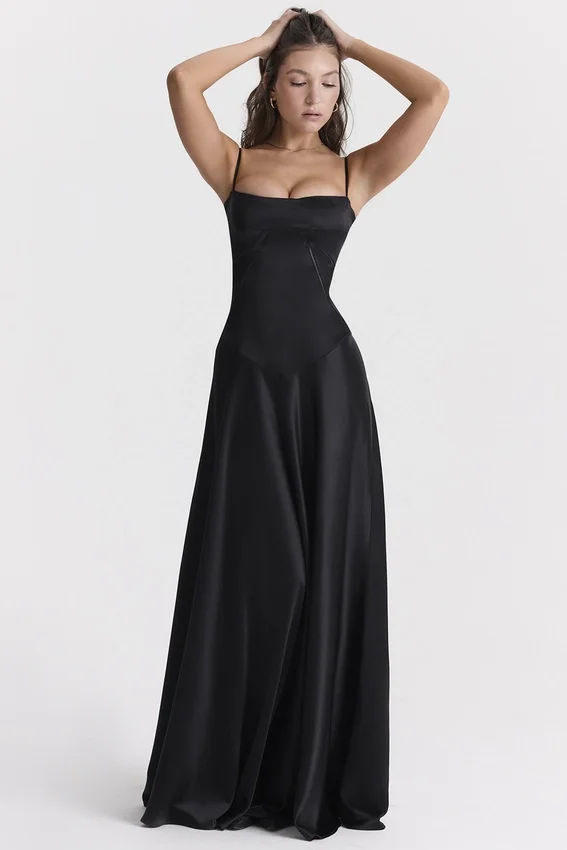 Anabella Black Lace Up Maxi Dress Anabella Black Lace Up Maxi Dress