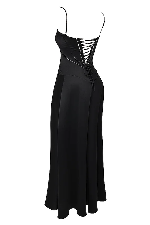 Anabella Black Lace Up Maxi Dress Anabella Black Lace Up Maxi Dress