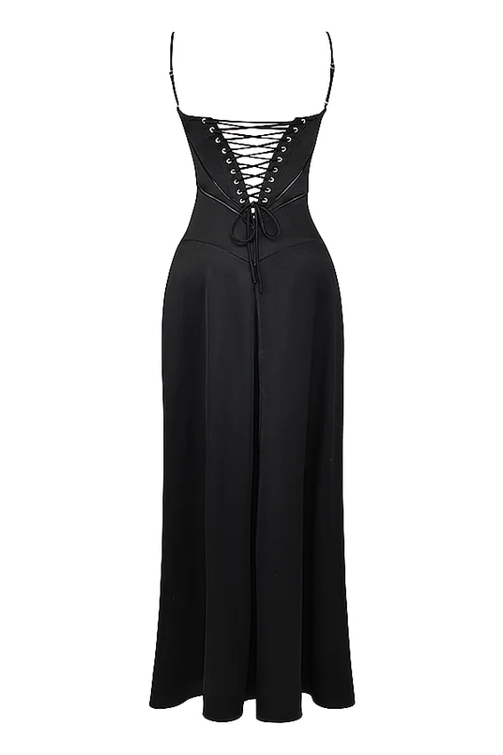 Anabella Black Lace Up Maxi Dress Anabella Black Lace Up Maxi Dress
