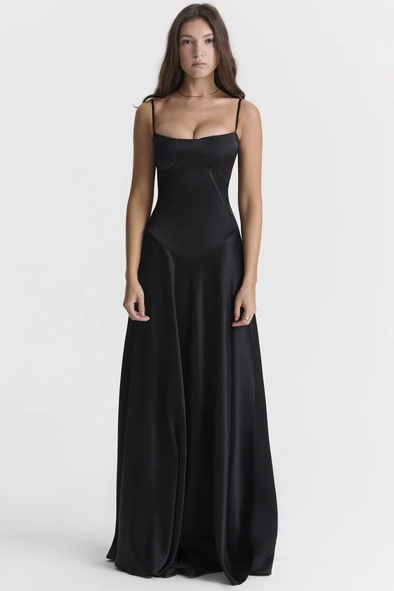 Anabella Black Lace Up Maxi Dress Anabella Black Lace Up Maxi Dress