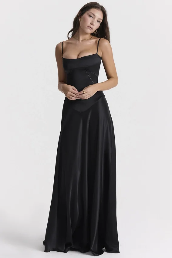 Anabella Black Lace Up Maxi Dress Anabella Black Lace Up Maxi Dress