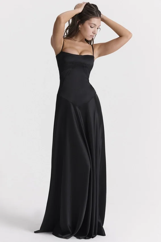 Anabella Black Lace Up Maxi Dress Anabella Black Lace Up Maxi Dress