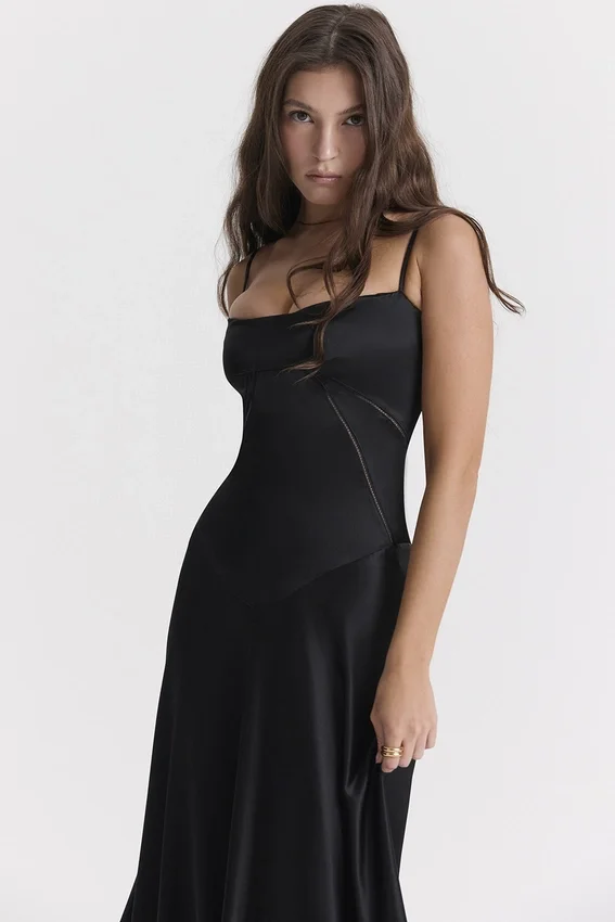 Anabella Black Lace Up Maxi Dress Anabella Black Lace Up Maxi Dress