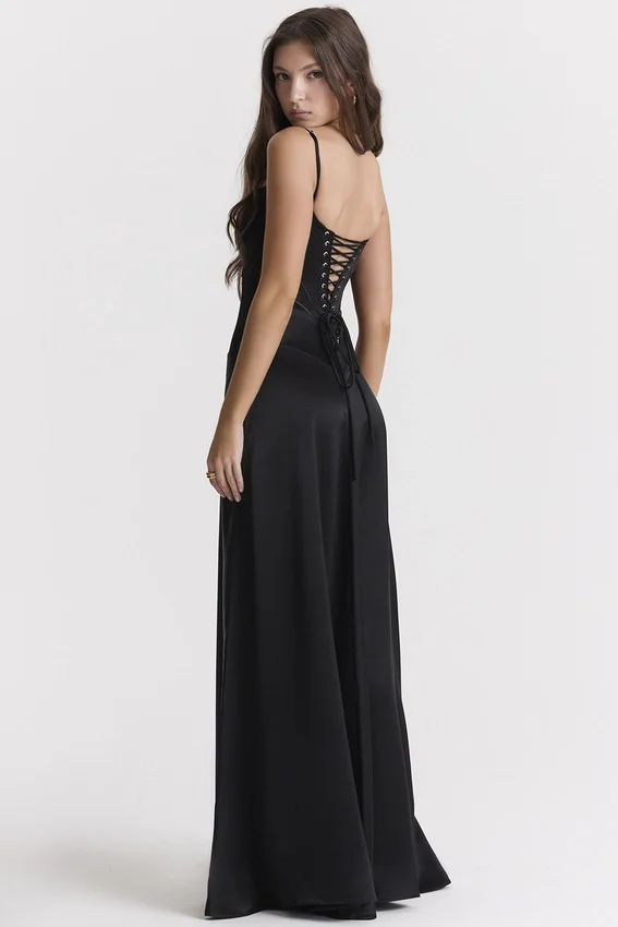Anabella Black Lace Up Maxi Dress Anabella Black Lace Up Maxi Dress