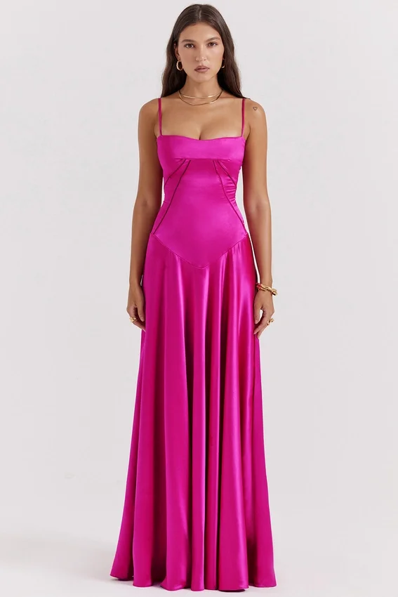 Anabella Fuchsia Lace Up Maxi Dress Anabella Fuchsia Lace Up Maxi Dress