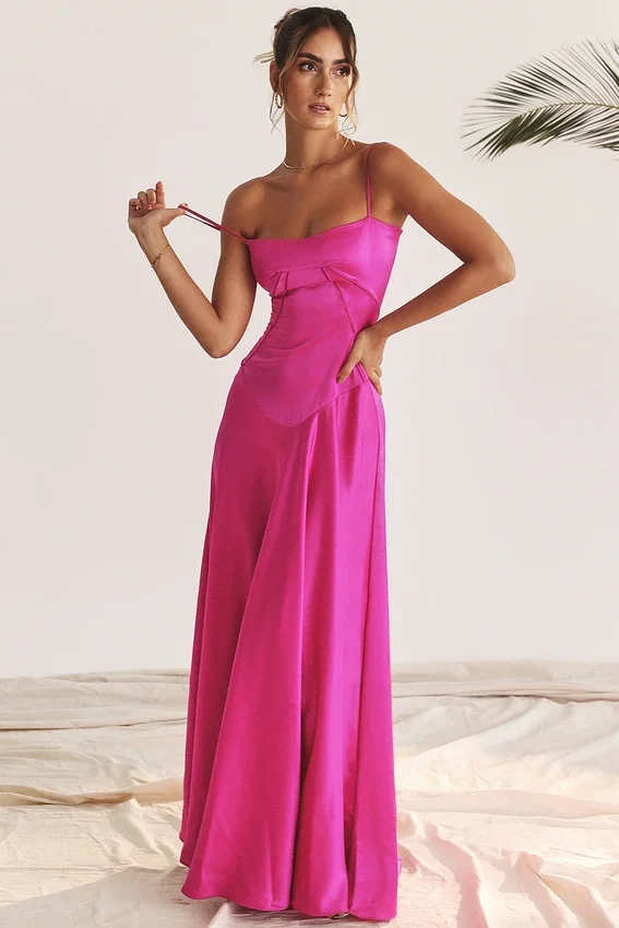 Anabella Fuchsia Lace Up Maxi Dress Anabella Fuchsia Lace Up Maxi Dress