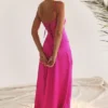 Anabella Fuchsia Lace Up Maxi Dress Anabella Fuchsia Lace Up Maxi Dress