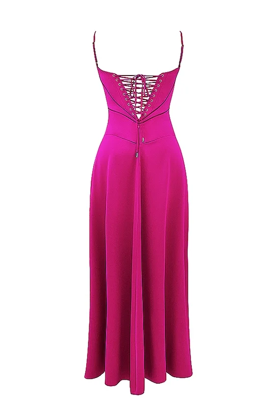 Anabella Fuchsia Lace Up Maxi Dress Anabella Fuchsia Lace Up Maxi Dress