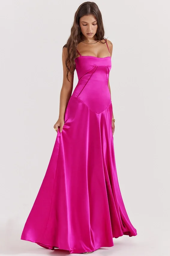 Anabella Fuchsia Lace Up Maxi Dress Anabella Fuchsia Lace Up Maxi Dress