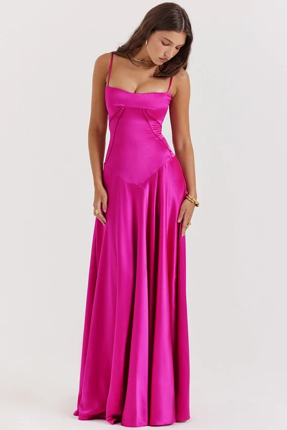 Anabella Fuchsia Lace Up Maxi Dress Anabella Fuchsia Lace Up Maxi Dress