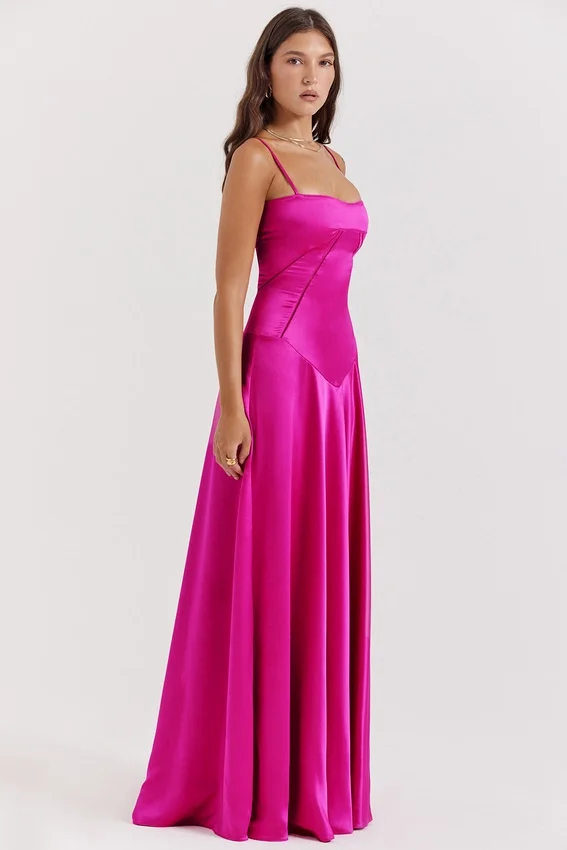 Anabella Fuchsia Lace Up Maxi Dress Anabella Fuchsia Lace Up Maxi Dress