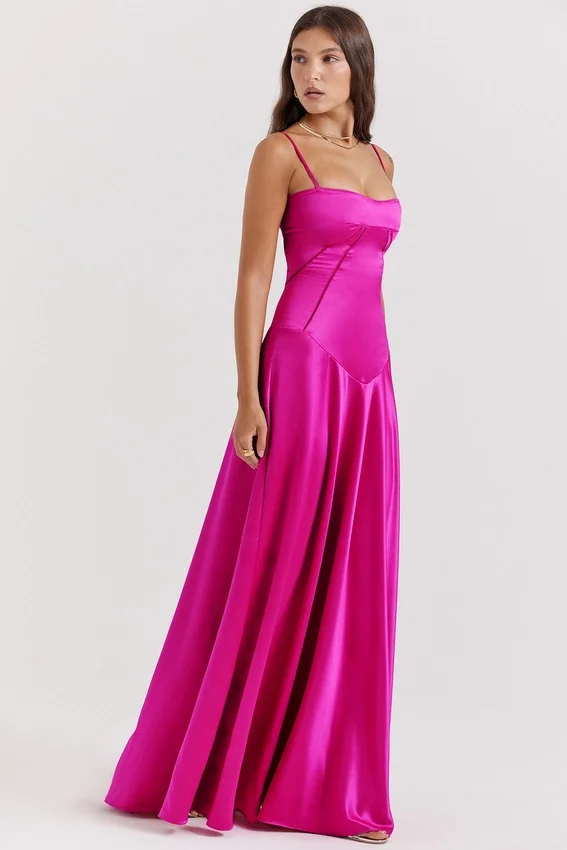 Anabella Fuchsia Lace Up Maxi Dress Anabella Fuchsia Lace Up Maxi Dress
