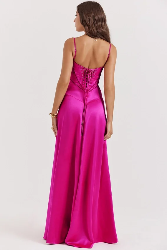 Anabella Fuchsia Lace Up Maxi Dress Anabella Fuchsia Lace Up Maxi Dress