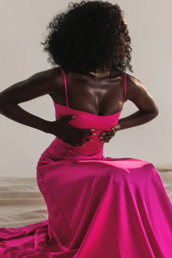 Anabella Fuchsia Lace Up Maxi Dress Anabella Fuchsia Lace Up Maxi Dress