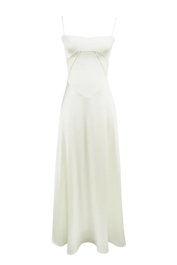 Anabella Ivory Satin Lace Up Maxi Dress Anabella Ivory Satin Lace Up Maxi Dress