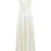 Anabella Ivory Satin Lace Up Maxi Dress Anabella Ivory Satin Lace Up Maxi Dress