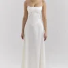Anabella Ivory Satin Lace Up Maxi Dress Anabella Ivory Satin Lace Up Maxi Dress