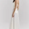Anabella Ivory Satin Lace Up Maxi Dress Anabella Ivory Satin Lace Up Maxi Dress