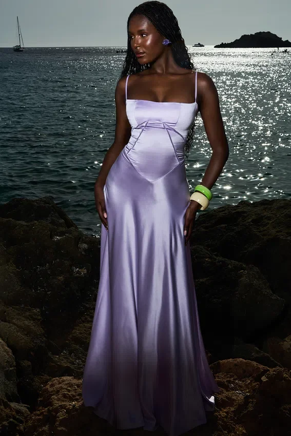 Anabella Orchid Lace Up Maxi Dress Anabella Orchid Lace Up Maxi Dress