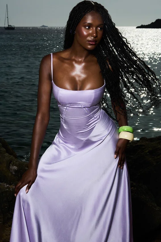 Anabella Orchid Lace Up Maxi Dress Anabella Orchid Lace Up Maxi Dress