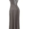 Anabella Smoke Lace Up Maxi Dress Anabella Smoke Lace Up Maxi Dress