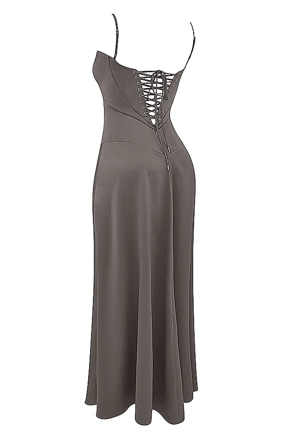 Anabella Smoke Lace Up Maxi Dress Anabella Smoke Lace Up Maxi Dress